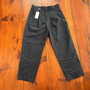 COS Navy Pleated Trousers